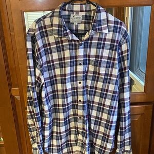 Men’s Lucky Brand XL Blue, Purple and White Plaid Button-Down Shirt
